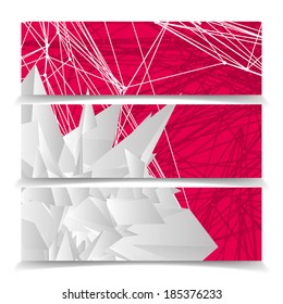 abstract polygonal and striped website header or banner set