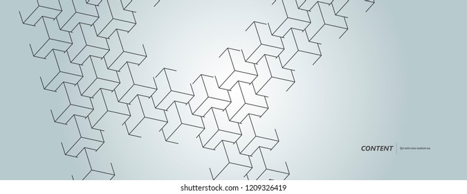 Abstract polygonal structure, with connecting lines.