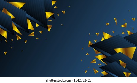 Abstract polygonal style. With dark blue and gold background. Modern unsurpassed style.