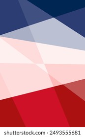 Abstract polygonal style France flag colors vertical poster. French state red, white and blue background low poly creative country symbol. Concept eps banner