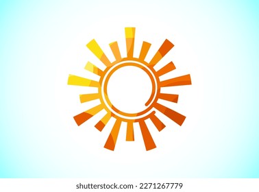 Abstract polygonal sun logo design, Solar sunburst icon. Geometric triangle shapes