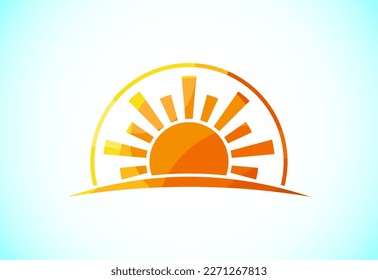 Resumen del diseño del logotipo del sol poligonal, icono de la explosión solar solar solar solar. Formas de triángulo geométrico