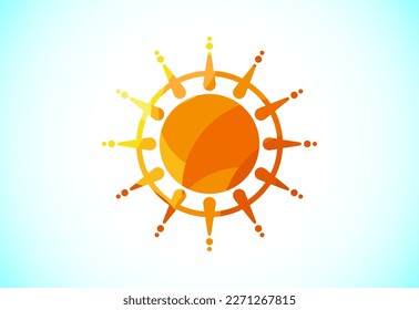 Abstraktes polygonales Logo-Design, Sonnenburstsymbol. Geometrische Dreiecksformen