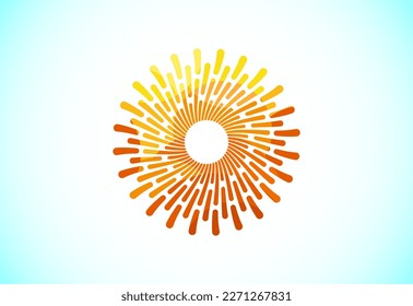 Abstract polygonal sun logo design, Solar sunburst icon. Geometric triangle shapes