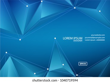 Abstract polygonal surface background. Low poly mesh design with connecting dot and line. Connection triangle structure. Vector geometry futuristic decoration. Greeting card. Spectrumconcept