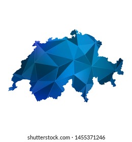 Abstract polygonal Switzerland map. Vector low poly blue color map geometric shape texture. Vector illustration.