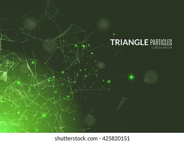 Abstract polygonal techno background. Futuristic style card. Business presentations. Lines, point, planes in 3d space. Cybernetic dots, creative banner