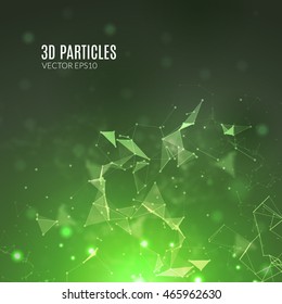 Abstract polygonal techno background. Futuristic style card. Business presentations. Lines, point, planes in 3d space. Cybernetic dots, creative banner