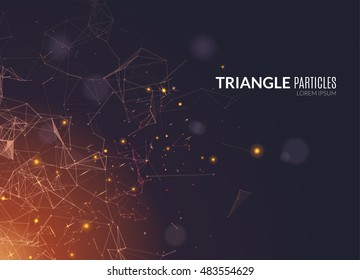 Abstract polygonal techno background. Futuristic style card. Business presentations. Lines, point, planes in 3d space. Cybernetic dots, creative banner