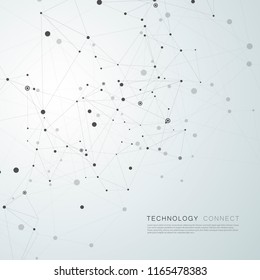 Abstract polygonal technology background with connecting dots and lines.