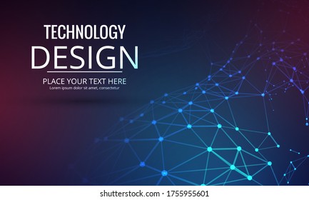 Abstract polygonal Technology design background with connected dots and lines.concept of digital Internet connection technology,abstract sense of science and technology.Vector illustration eps 10.