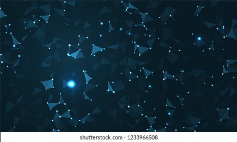 Abstract polygonal technology or science background. Big data code visualization. Futuristic network or business presentation. Graphic concept for your design.