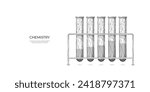 Abstract polygonal test tube rack isolated on white background. Chemical laboratory low poly sketch. Science and chemistry concept. Glass lab flask for medicine. Polygonal 3D vector illustration.