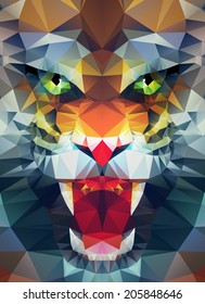 Abstract polygonal tiger. Geometric hipster illustration. Polygonal poster