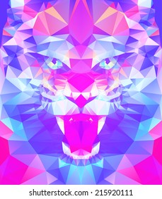 Abstract polygonal tiger. Geometric hipster illustration. Polygonal poster