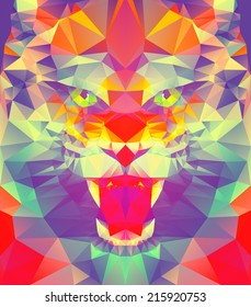 Abstract polygonal tiger. Geometric hipster illustration. Polygonal poster