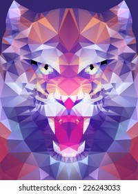 Abstract polygonal tiger. Geometric hipster illustration. Polygonal poster