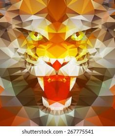 Abstract polygonal tiger. Geometric hipster illustration. Polygonal poster