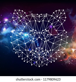 Abstract polygonal tirangle animal bear on open space background