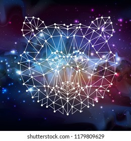Abstract polygonal tirangle animal bear on open space background