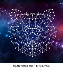 Abstract polygonal tirangle animal bear on open space background