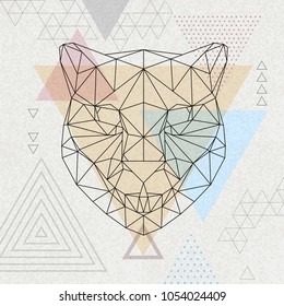 Abstract polygonal tirangle animal cheetah. Hipster animal illustration
