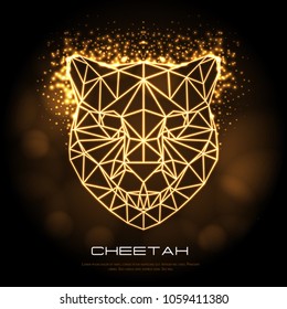 Abstract polygonal tirangle animal cheetah neon sign. Hipster animal