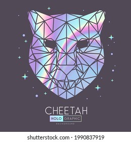 Abstract polygonal tirangle animal cheetah. Holographic cheetah head illustration