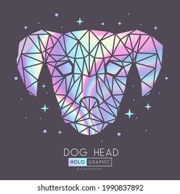 Abstract polygonal tirangle animal dog. Holographic dog head illustration