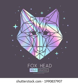 Abstract polygonal tirangle animal fox. Holographic fox head illustration