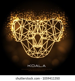 Abstract polygonal tirangle animal koala neon sign. Hipster animal