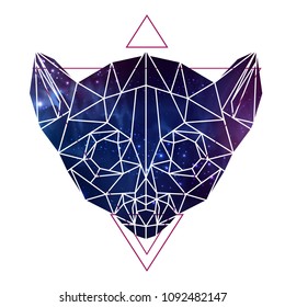 Abstract polygonal tirangle animal lemur with open space background. Hipster animal illustration.