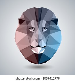 Abstract polygonal tirangle animal lion. Hipster animal 