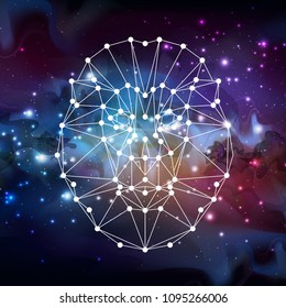 Abstract polygonal tirangle animal lion on open space background. Hipster animal illustration.