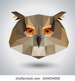 Abstract polygonal tirangle animal owl. Hipster animal illustration