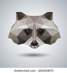Abstract polygonal tirangle animal raccoon. Hipster animal illustration
