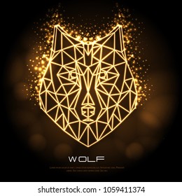 Abstract polygonal tirangle animal wolf neon sign. Hipster animal