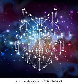 Abstract polygonal tirangle animal wolf on open space background. Hipster animal illustration.