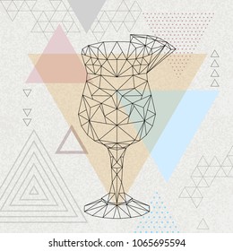 Abstract polygonal tirangle cocktail blue hawaii. Hipster cocktail menu