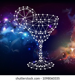 Abstract polygonal tirangle cocktail on open space background. 