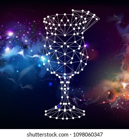 Abstract polygonal tirangle cocktail on open space background. 