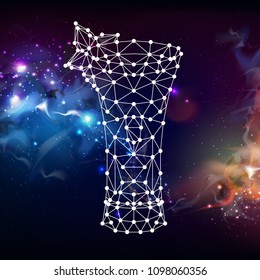 Abstract polygonal tirangle cocktail on open space background. 