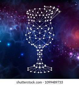 Abstract polygonal tirangle cocktail on open space background.