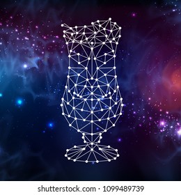 Abstract polygonal tirangle cocktail on open space background.