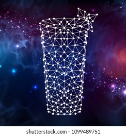Abstract polygonal tirangle cocktail on open space background.