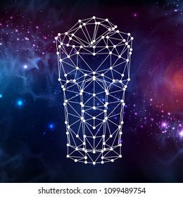 Abstract polygonal tirangle cocktail on open space background.