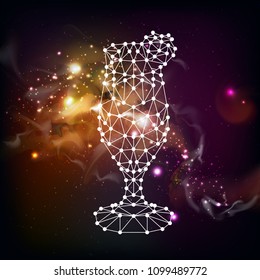 Abstract polygonal tirangle cocktail on open space background.