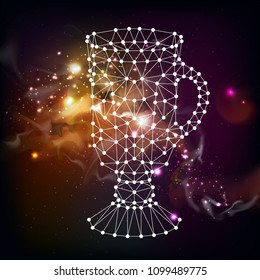 Abstract polygonal tirangle cocktail on open space background.