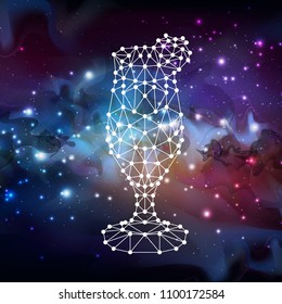 Abstract polygonal tirangle cocktail on open space background.