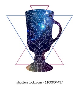 Abstract polygonal tirangle cocktail with open space background 